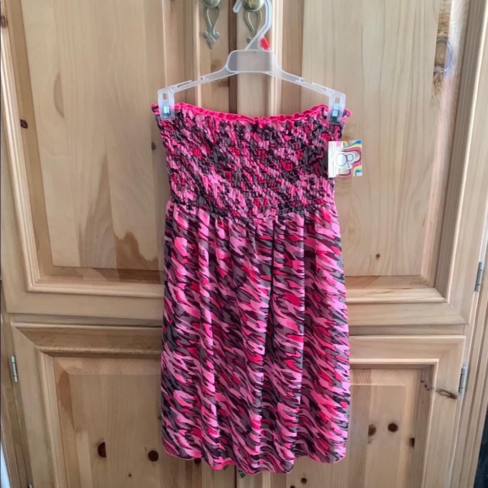 OP Pink and Black Strapless Dress